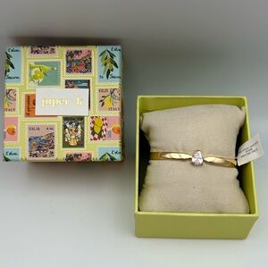 *New* Piper K Pear Cut Cubic Zirconia and Brass Cuff Bracelet